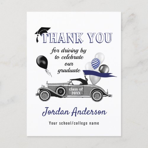 Funny Retro Car Drive By Graduation Thank You Anno Announcement Postcard - Funny Retro Car Drive By Graduation Thank You Announcement Postcard.