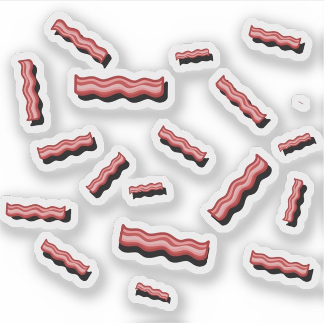 Funny Retro Cartoon Bacon Slices Vector Pattern Sticker (Front)
