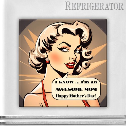 Funny Retro Cartoon Mothers Day Magnet