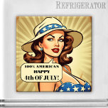 Funny Retro Cartoon Pin-up 4th of July Magnet