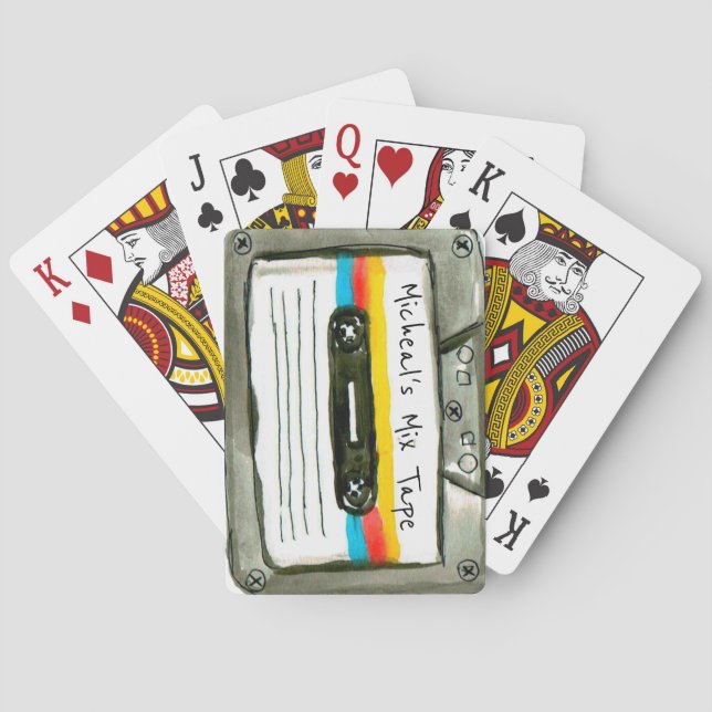 Funny retro cassette tap music playing cards (Back)