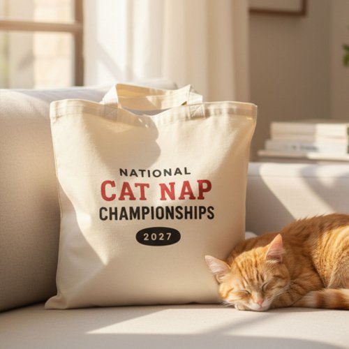 Funny Retro Cat Nap Championships Humor Novely Tote Bag