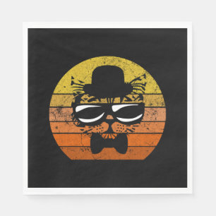 Funny retro Cat with sunglasses and bow tie retro Napkins