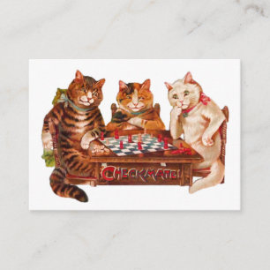 Funny Retro Cats Checkmate Playing Chess 1903 Enclosure Card