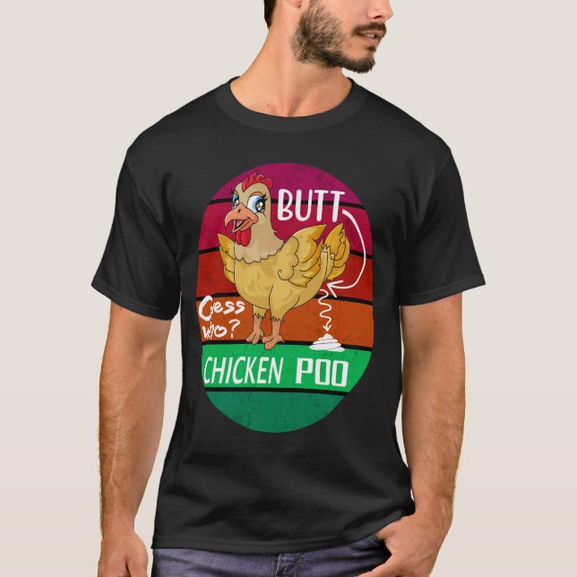 Funny Retro Chicken Butt Guess Who Chicken Poo T-Shirt (Front)