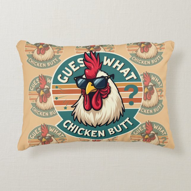  Funny Retro Chicken Butt Joke Design Accent Pillow (Front)