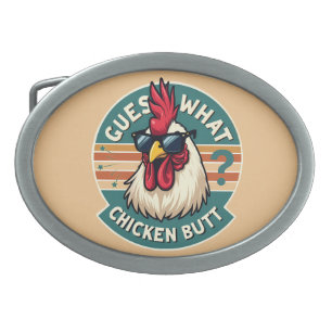 Funny Retro Chicken Butt Joke Design Belt Buckle