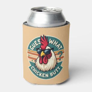 Funny Retro Chicken Butt Joke Design Can Cooler