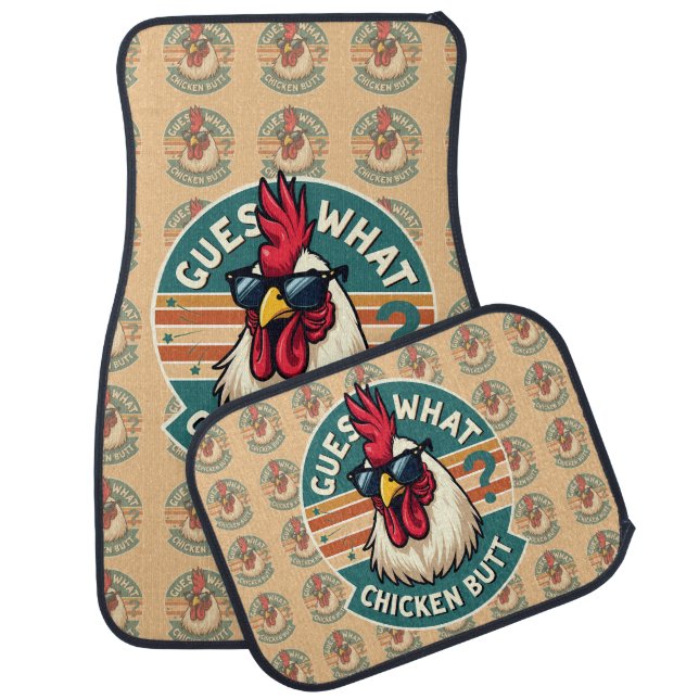  Funny Retro Chicken Butt Joke Design Car Floor Mat (Set)