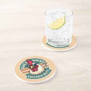 Funny Retro Chicken Butt Joke Design Coaster