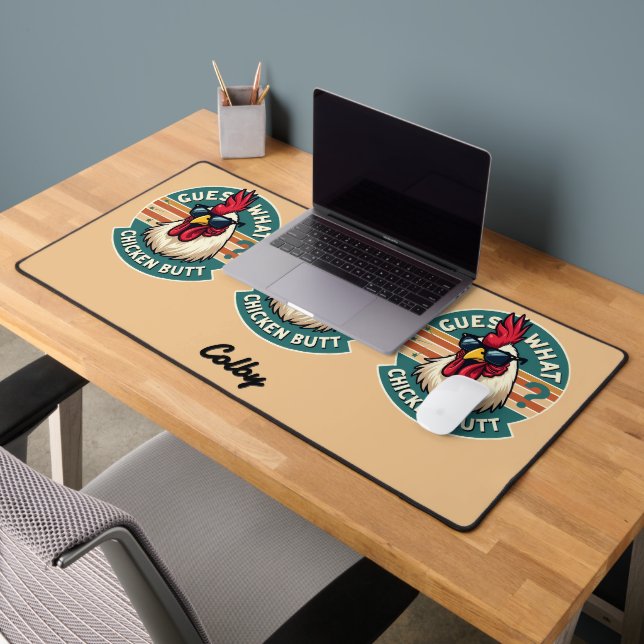  Funny Retro Chicken Butt Joke Design Desk Mat (Office 2)