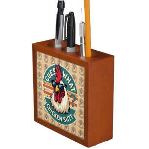 Funny Retro Chicken Butt Joke Design Desk Organizer