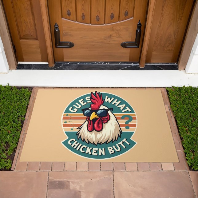  Funny Retro Chicken Butt Joke Design Doormat (Outdoor)