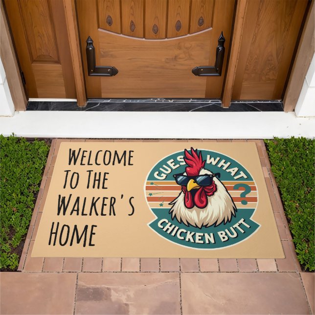  Funny Retro Chicken Butt Joke Design  Doormat (Outdoor)