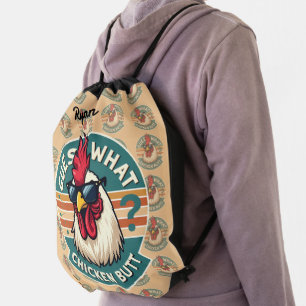 Funny Retro Chicken Butt Joke Design Drawstring Bag