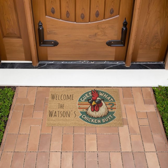  Funny Retro Chicken Butt Joke Design Fiber Doormat (Insitu (Outdoor))