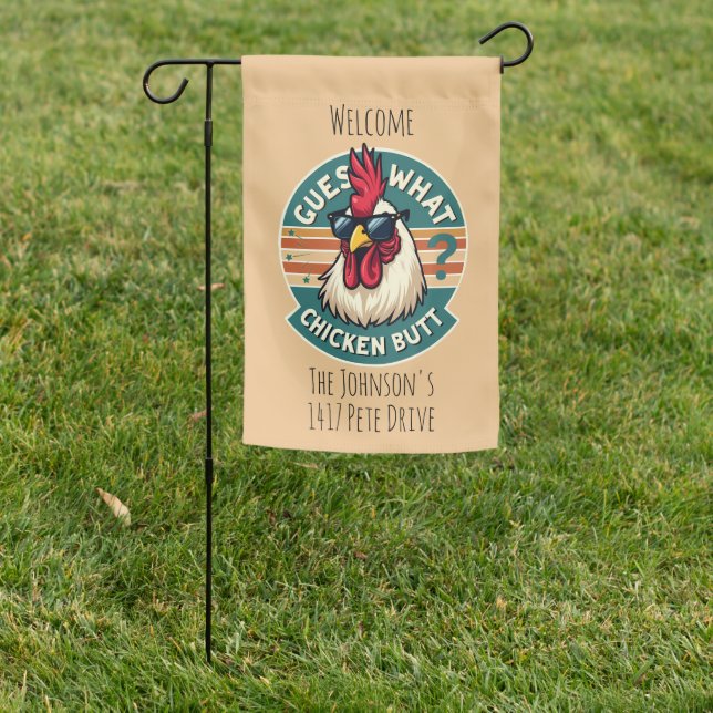  Funny Retro Chicken Butt Joke Design Garden Flag (In SItu)