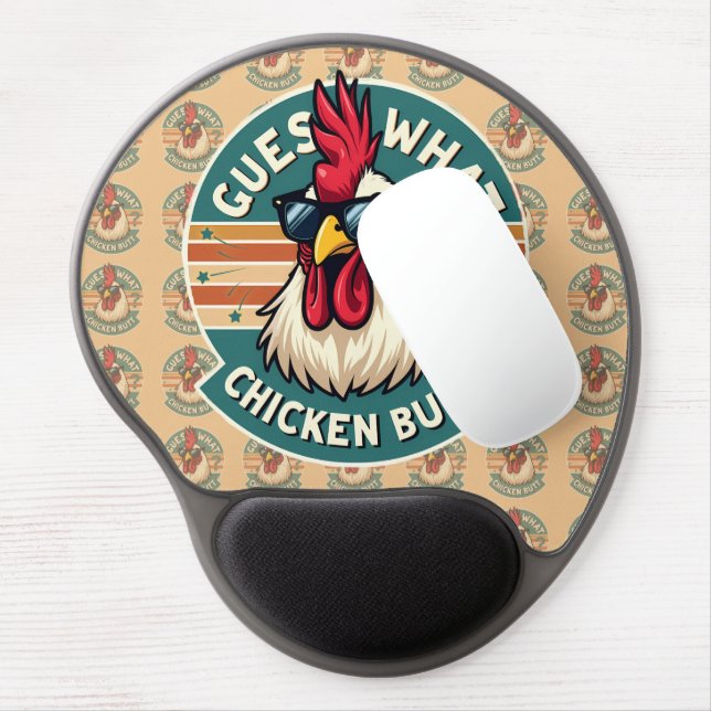  Funny Retro Chicken Butt Joke Design Gel Mouse Pad (Left Side)