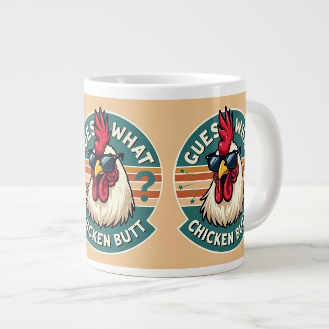  Funny Retro Chicken Butt Joke Design Giant Coffee Mug (Front Right)
