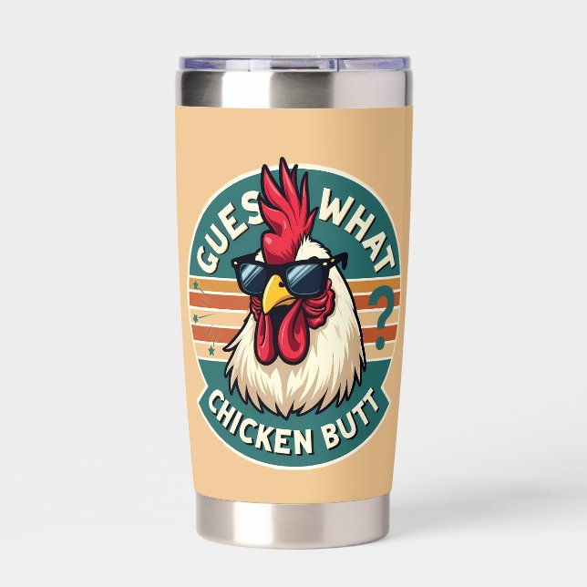  Funny Retro Chicken Butt Joke Design Insulated Tumbler (Front)