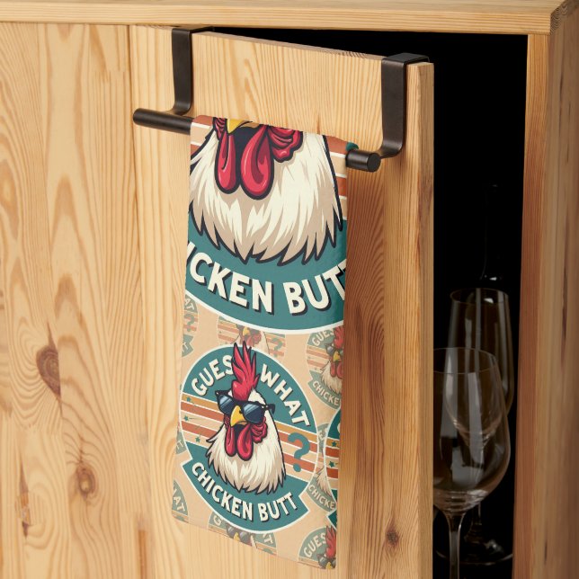  Funny Retro Chicken Butt Joke Design Kitchen Towel (Thirds Fold)