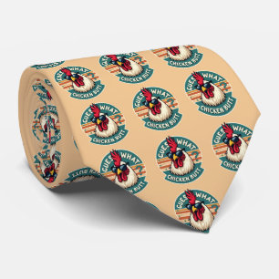 Funny Retro Chicken Butt Joke Design Neck Tie