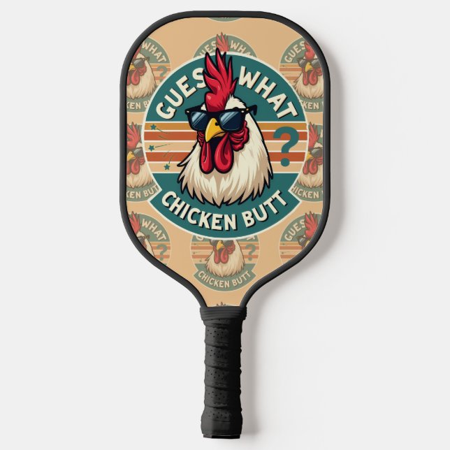  Funny Retro Chicken Butt Joke Design Pickleball Paddle (Back)