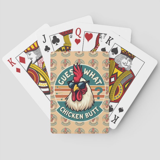  Funny Retro Chicken Butt Joke Design Poker Cards (Back)