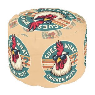 Funny Retro Chicken Butt Joke Design Pouf