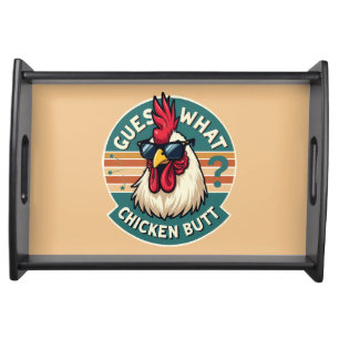 Funny Retro Chicken Butt Joke Design Serving Tray