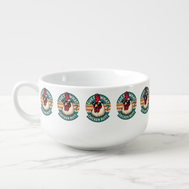  Funny Retro Chicken Butt Joke Design Soup Mug (Right)
