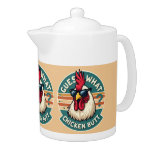  Funny Retro Chicken Butt Joke Design Teapot