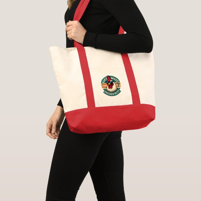  Funny Retro Chicken Butt Joke Design Tote Bag (Front (Product))