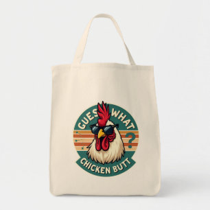 Funny Retro Chicken Butt Joke Design Tote Bag