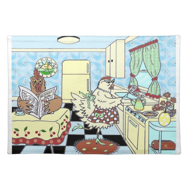 Funny retro chicken placemats (Front)