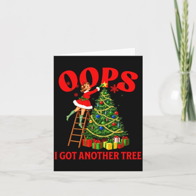 Funny Retro Christmas Oops I Got Another Tree Prem Card (Front)