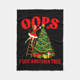 Funny Retro Christmas Oops I Got Another Tree Prem Fleece Blanket