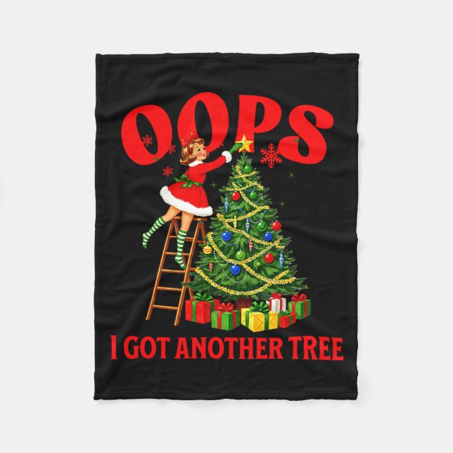 Funny Retro Christmas Oops I Got Another Tree Prem Fleece Blanket (Front)
