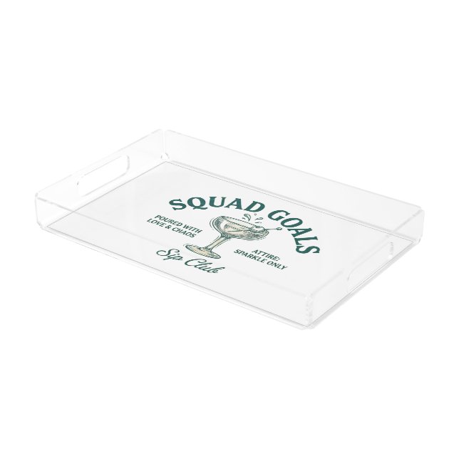 Funny Retro Cocktail Party Design Acrylic Tray (Angled)