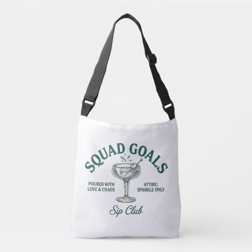 Funny Retro Cocktail Party Design Crossbody Bag