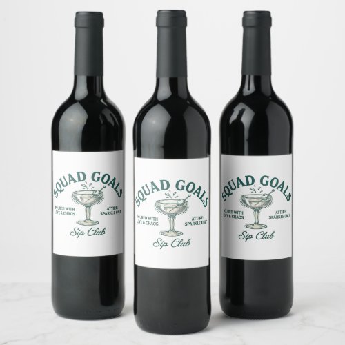 Funny Retro Cocktail Party Design Wine Label