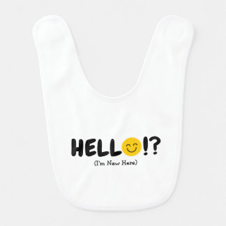 Funny Retro Colorful Smiley Pattern Hello Editable Baby Bib