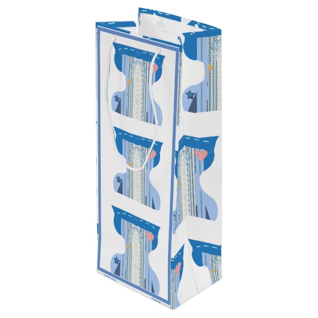 Funny Retro Corset Bustier  Wine Gift Bag (Back Angled)