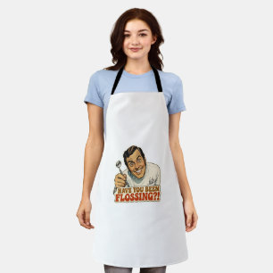 Funny Retro Dentist Have You Been Flossing Meme Apron