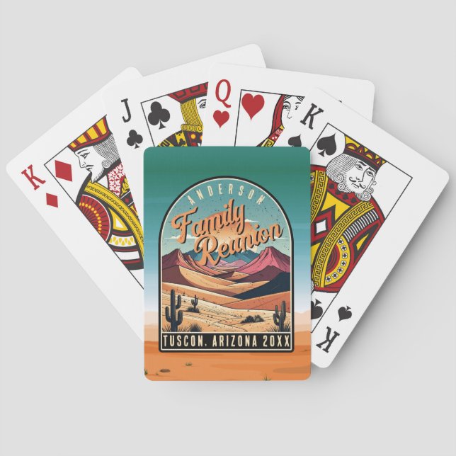 Funny Retro Desert Family Reunion ID1134 Poker Cards (Back)