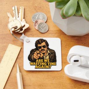 Funny Retro Detective Wasting Time Office Meme Keychain
