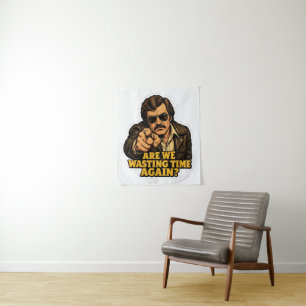 Funny Retro Detective Wasting Time Office Meme Tapestry