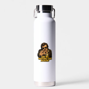 Funny Retro Detective Wasting Time Office Meme Water Bottle