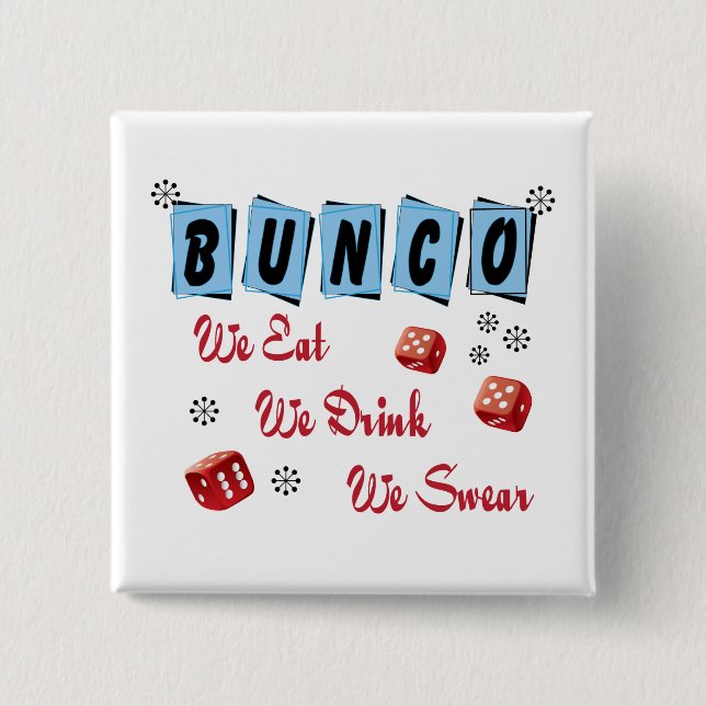 Funny Retro Dice Girls Night Out Bunco  Button (Front)