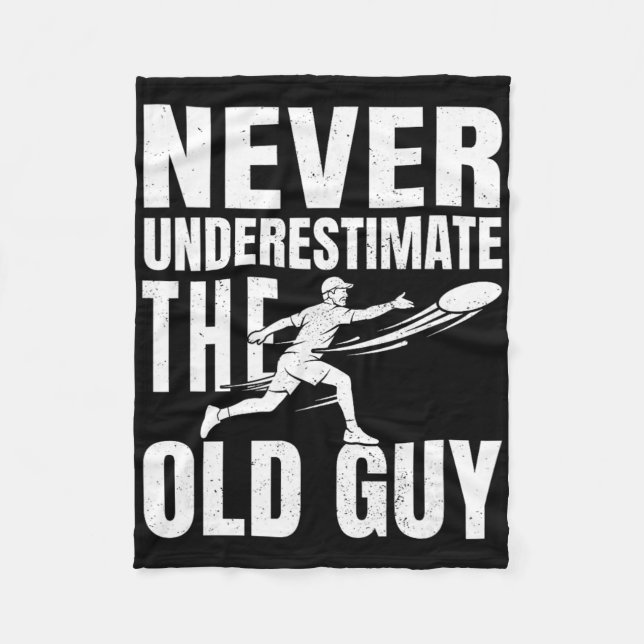Funny Retro Disc Golf Dad Joke Never Underestimate Fleece Blanket (Front)